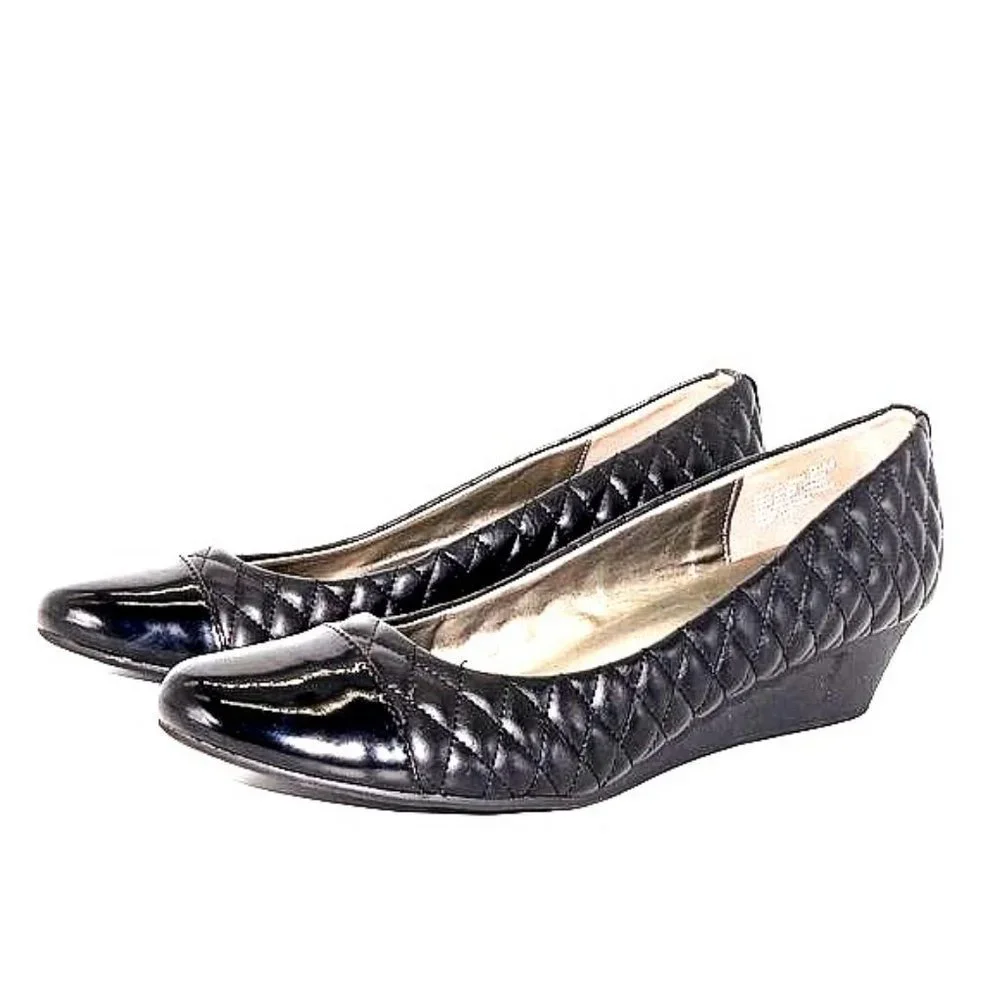 Bandolino Black Quilted Wedge Flats